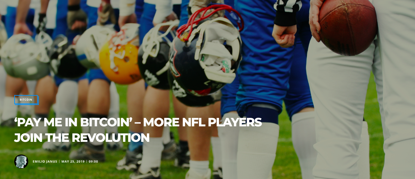 (Bitcoinist) ‘PAY ME IN BITCOIN’ – MORE NFL PLAYERS JOIN THE REVOLUTION