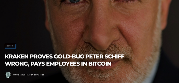 (Bitcoinist) KRAKEN PROVES GOLD-BUG PETER SCHIFF WRONG, PAYS EMPLOYEES IN BITCOIN